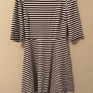 Madewell Black and White Striped Long Sleeve Dress